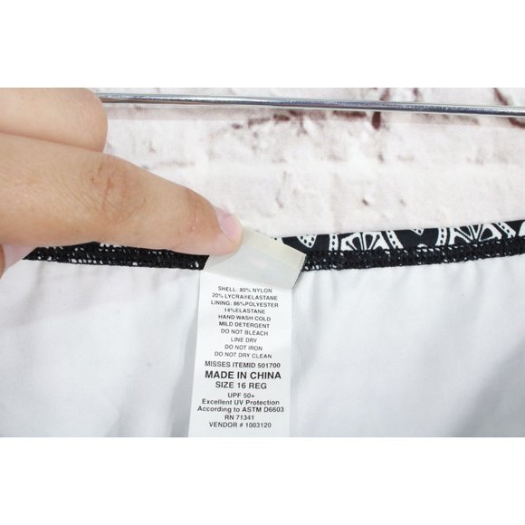 NWOT! LL Bean Black Printed Breathable Bikini Bottom Swimwear Size 16 - Picture 5 of 8